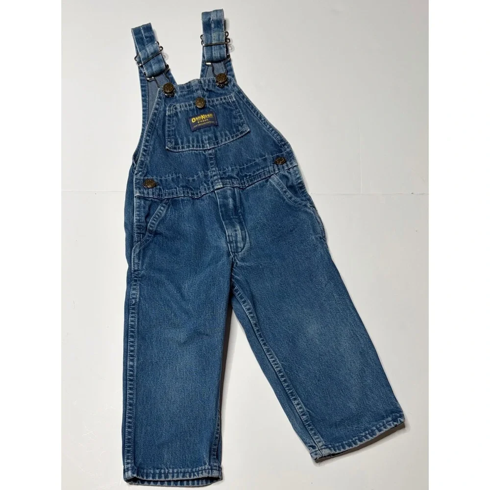 Vintage OshKosh Bgosh Kids Denim Overalls Blue Made in USA 2304 Size 2T